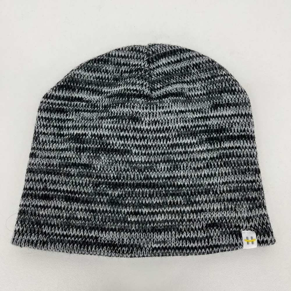 Hot Paws Grey Black Marled Knit Beanie Winter Hat OS Adult